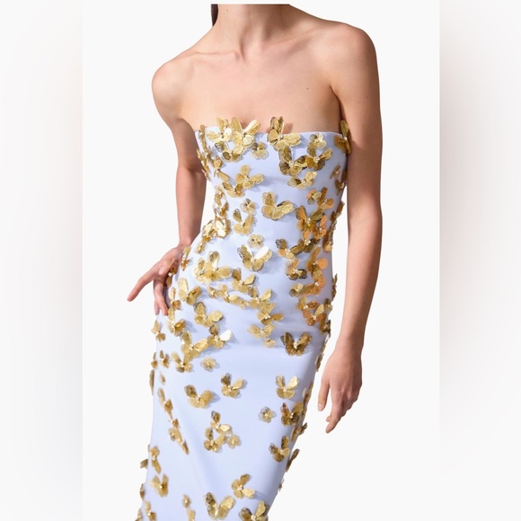Carolina Herrera butterfly applique strapless column dress gown - Picture 6 of 10